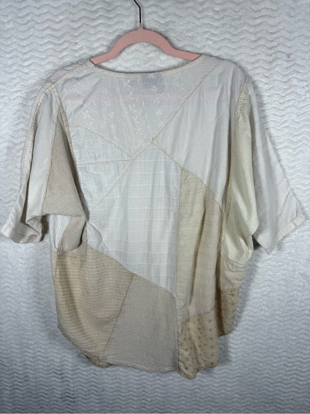 Sacred Threads Neutral Patchwork Button-Front Top - Picture 6 of 6